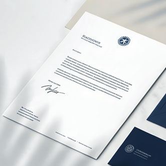 Professionally printed letterhead
