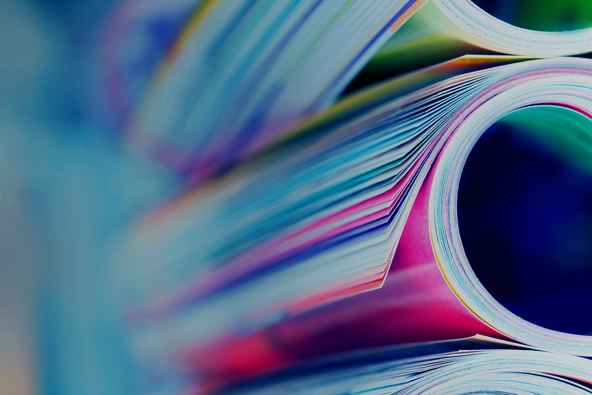 Colorful printed catalogs and magazines