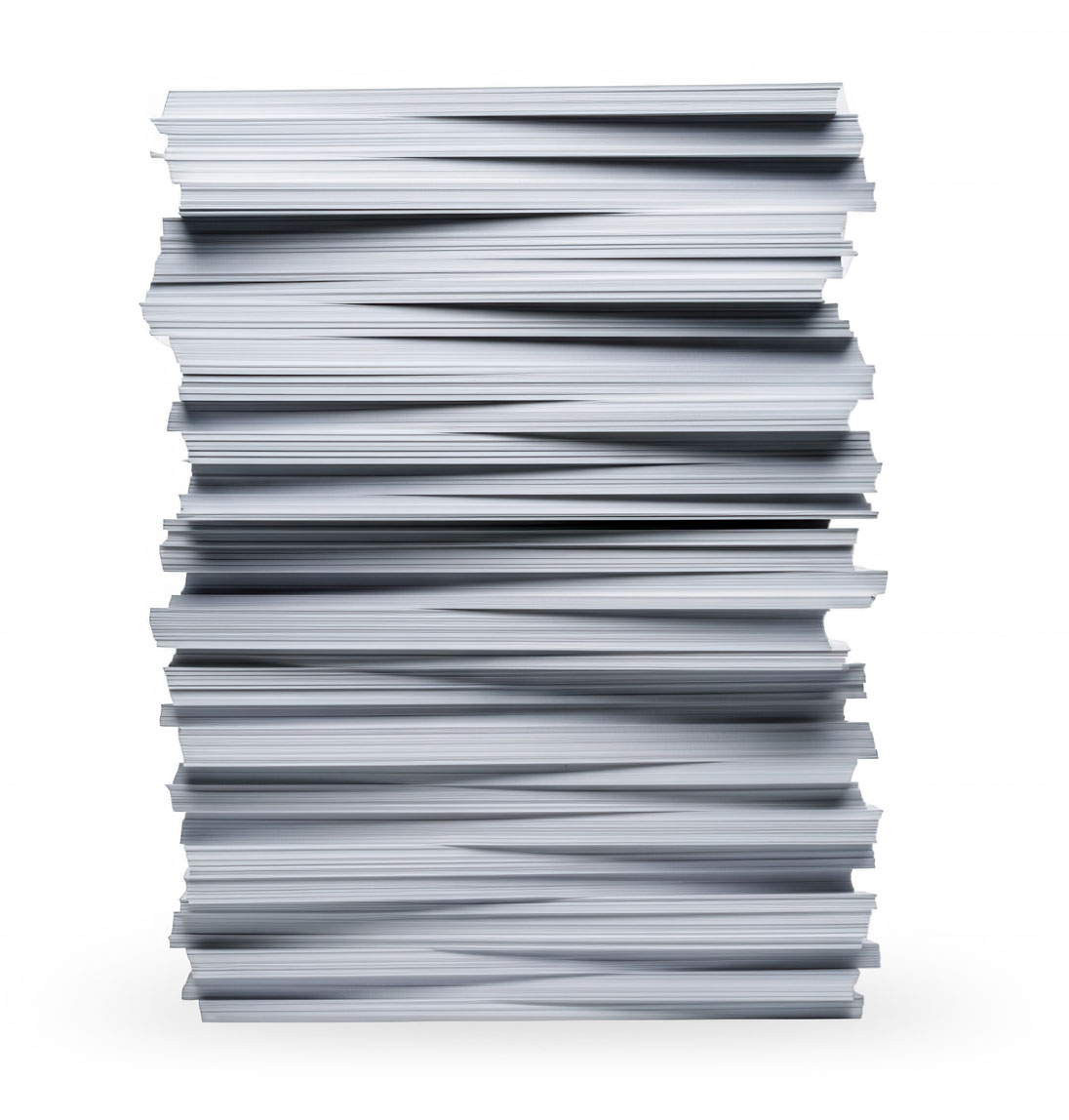 Stack of black and white printed documents